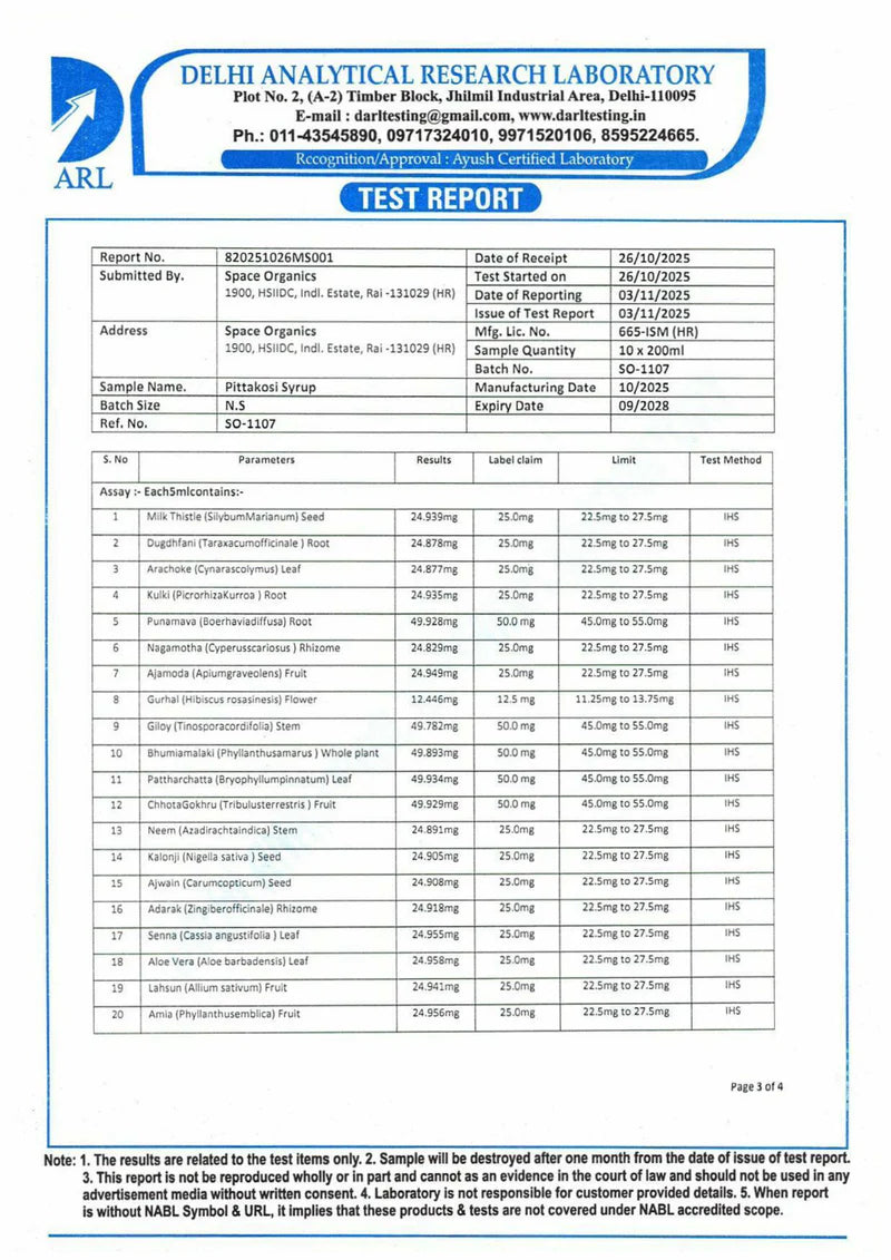 Lab test report