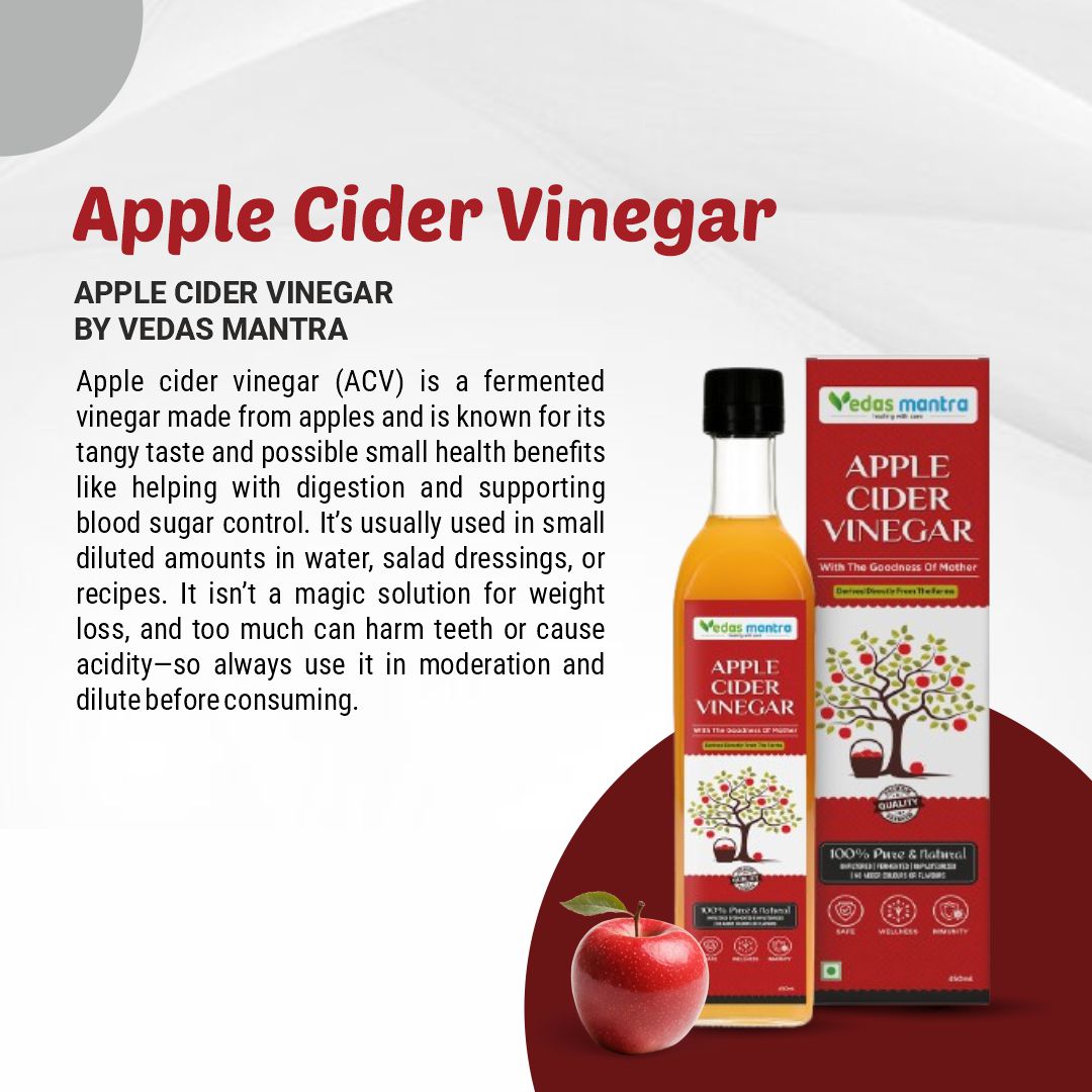 Vedas Apple Cider Vinegar With Mother of Vinegar, Raw & Unfiltered, Extracted From Orchard fresh Red Apples