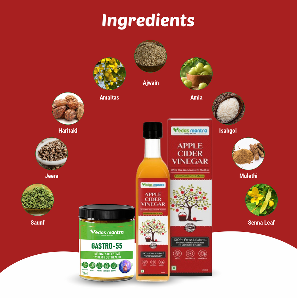 Vedas Digestion kit for Healthy Digestion, gut balance, Gas, Indigestion, Acidity & Bloating (Free Consultation + Free diet Plan)