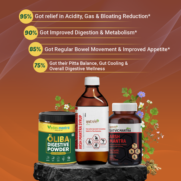 Arsh Mantra Piles Kit for for Piles | Fissure | Fistula - Arsh Mantra Capsule +  Syrup+Oliba Powder(Free Consultation + Free diet Plan)