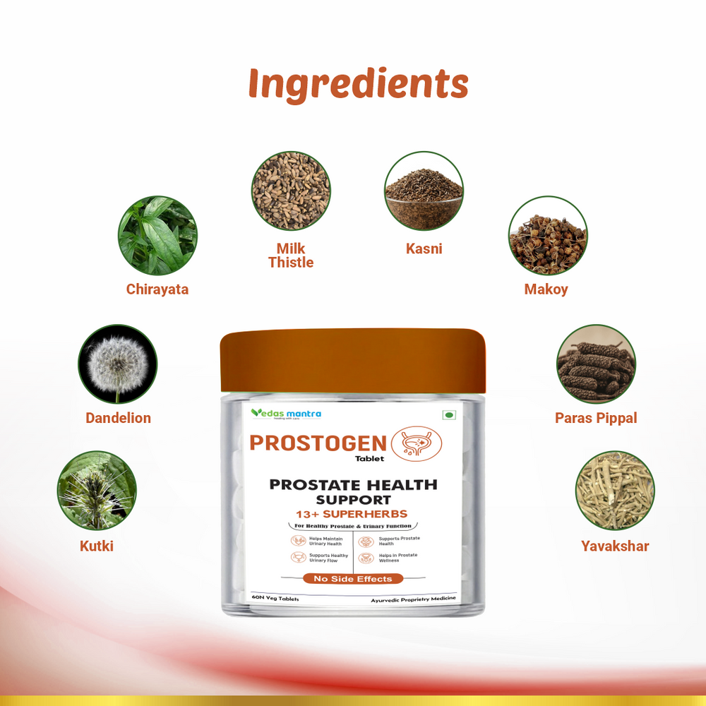 Prostogen Tablet Natural Prostate Care And Urinary Health Supplement For Men   (Free Consultation + Free diet Plan)
